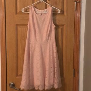 Pink, Knee-Length Dress with Lace, Size 2